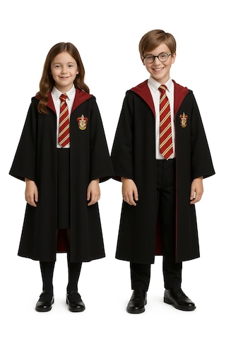 Kg Harry Potter Gryffindor Premium Kostüm Cübbe Cocuk Yetişkin Gözlük Hediyeli Kırmızı