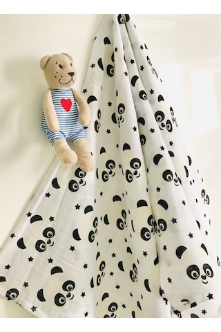 Panda 110X110 Cm Çok Amaçlı Müslin Örtü Çok Renkli