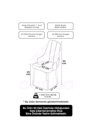 Canisa Concept Trex Serisi 1.sınıf Babyface Kumaş 1 Adet Kahve Sandalye Siyah Metal Ayak Sandalye Kahverengi Ayakları Siyah