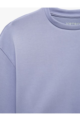 Koton Uzun Kollu Bisiklet Yaka Spor Crop Sweatshirt Lila 7wak10184nk