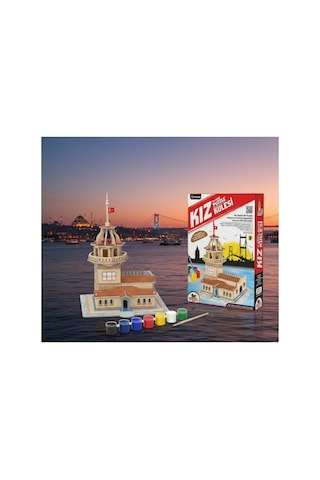 3d Boyama Puzzle Kız Kulesi Maketi - Kendin Yap & Sanatsal Hobi Seti Okul Kreş Anaokulu Etkinlik