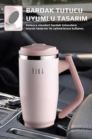 Fika Lumi Patentli Döner Kulplu Sızdırmaz Çelik Termos 1200 Ml - Bej Pembe