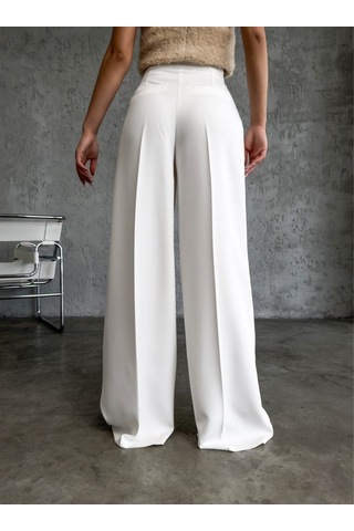 Üç Düğme Detayli Palazzo Pantolon Antrasit Melanj