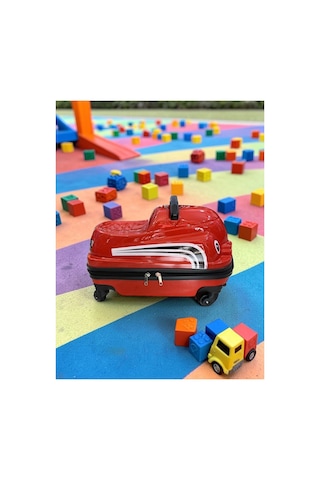 Aresshop Araba Valiz Çocuk Çanta Cocuk Araba Valız Kırmızı