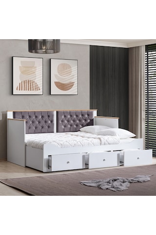 Alaçatı Divan Çekmeceli Açılır Çift Kişilik Karyola+soft Yatak