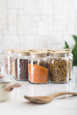 12 Lü Set Bambu Kapaklı Cam Kavanoz & Erzak Saklama Kabı 800 Ml Orta Boy Vakum Kapak Çok Renkli