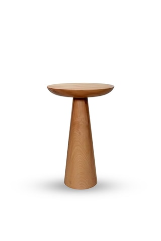 Tekli Zigon Mantar Sehpa Mushroom Masif Ahşap Modern Yan Sehpa Siyah