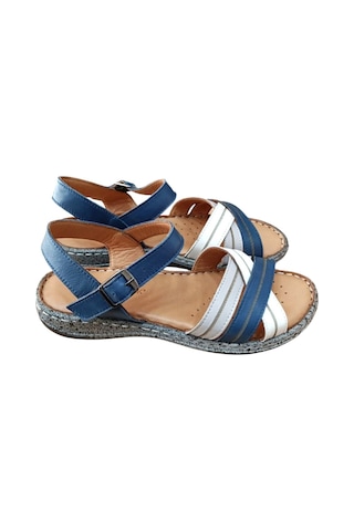 Castle Black 22382 Kadın Hakiki Deri Comfort Sandalet Lacivert Siyah