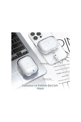 Airpods Pro 3. Nesil İle Uyumlu Şeffaf Cyrstal Clear Ultra Berrak Kılıf Kulaklık Değildir Diğer