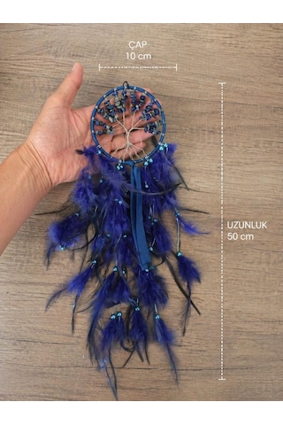 Düş Kapanı Doğal Taşlı Hayat Ağacı Sodalit Taşlı Mavi Dreamcatcher Duvar Süsü Rüya Kapanı