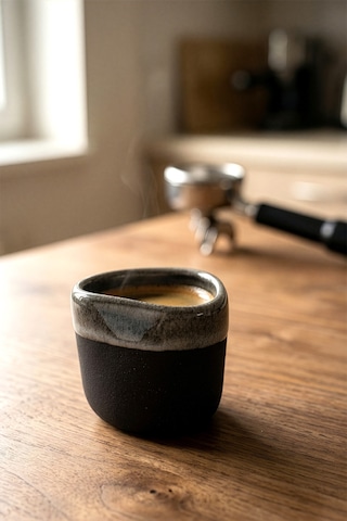 Must Bej/mavi Stoneware El Yapımı Mug & Türk Kahvesi Karışık 2li Set 8632 Siyah Beyaz