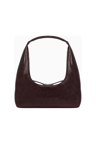 Marge Sherwood Koyu Kahverengi Hobo Omuz Çantası, Parlak Deri Ve 1990 Lar Ilhamlı Minimalist Tasarım