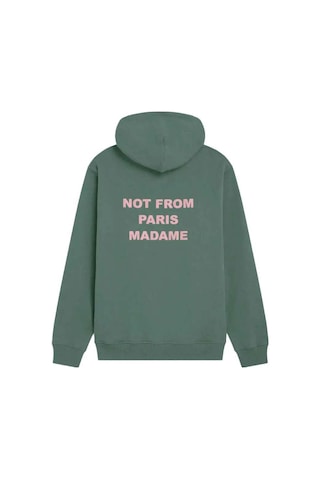 American Rag Cie Not From Paris Madame Sloganlı Koyu Yeşil Pamuk Hoodie Şık Ve Rahat