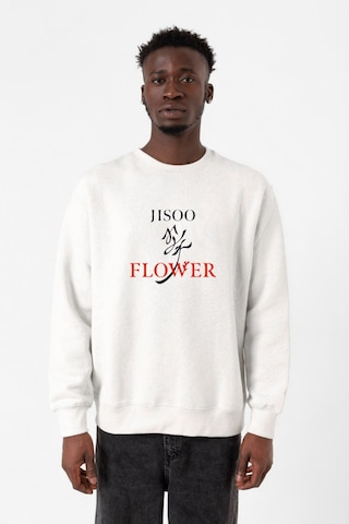 Jisoo Flower Beyaz Erkek 2ip Sweatshirt Beyaz