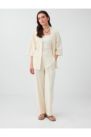 Jimmy Key Jimmy Key Kırık Beyaz Truvakar Kol Açık Yaka Pamuklu Kimono 6sw146751106