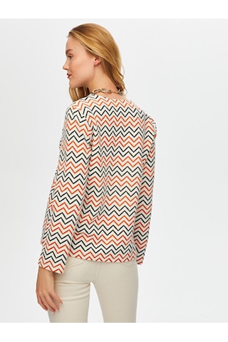 Zigzag Desen Örme Ceket S25ckt024 Us25ckt02473 Ekru