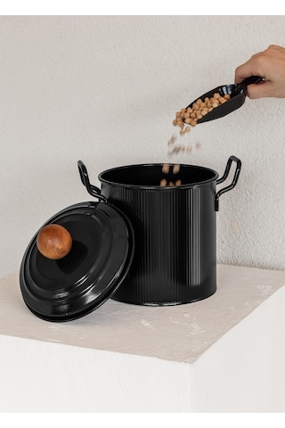 The Mia Stripe Bakliyat Ve Deterjan Saklama Kabı Siyah