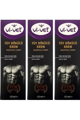 Vi-Vet For Men Tüm Ciltler için Erkek Tüy Dökücü Krem 125 ML x 3