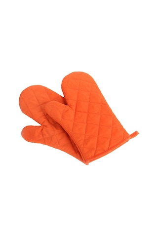 Mikrodalga Izgara İçin Polyester-pamuklu, Isıya Dayanıklı Fırın Eldiveni 2 Adet Mutfak Eldiveni - Turuncu Diğer