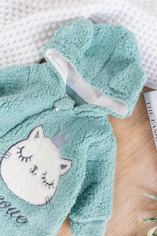 Babymod Kedi Figürlü Peluş Welsoft Kız/erkek Bebek Tulum Yeşil