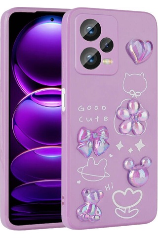 Goocamp Redmi Note 12 4g Kılıf Kabartma Figürlü Parlak Toys Silikon Kapak - Beyaz Beyaz