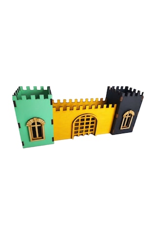 3 Lü Set Ahşap Kale / Sur Maket Seti Kendin Boya, Eğlen