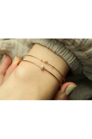 Reis Kuyumculuk T9714 Thin Pearl Bangle Altın Bilezik