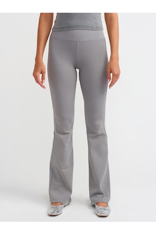 Dilvin Fitilli İspanyol Paça Pantalon Gri