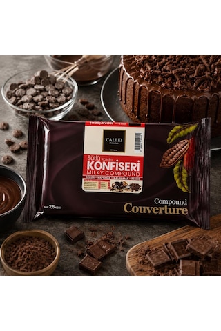Callei Chocolate Sütlü Konfiseri Kokolin Blok 2,5 Kg Pasta, Tatlı Ve Çikolata Kaplamaları İçin Yoğun Sütlü Kokolin