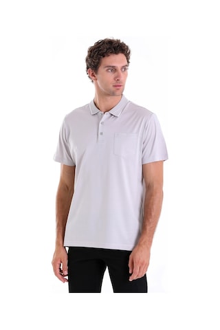 Hatemoğlu Gri Regular Fit Düz 100% Pamuk Polo Yaka Tişört Gri