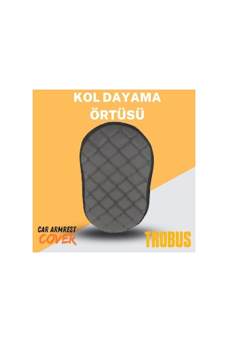 Her Araca Uyumlu Gri Suni Deri Gri Dikişli Kol Dayama Örtüsü