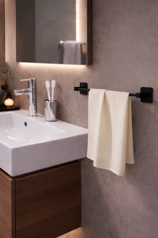 Sas Haus Yapışkanlı Siyah Uzun Havluluk Duvar Tipi Delme Gerektirmez Banyo Havlu Askılığı S-101 Kts
