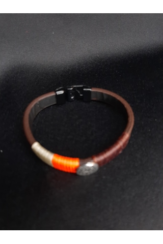 Mryart Unisex Suni Deri İpli Metal Detaylı El Yapımı Bileklik Unisex Çok Renkli