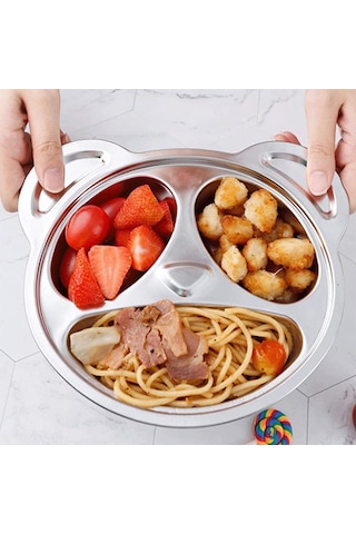 Paslanmaz Çelik Panda Şekilli Yemek Tabağı - Karikatür Tasarım