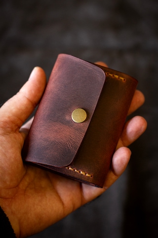 Hi Leather Nerio Hakiki Deri Kartlık El Yapımı Akordeon 10 Bölmeli, Kişiye Özel Bakır