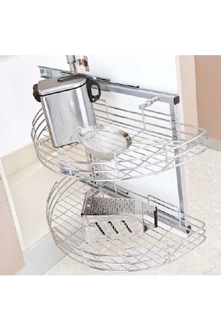 Çağdaş 1/2 Kör Köşe Raylı İkili Döner Sepet