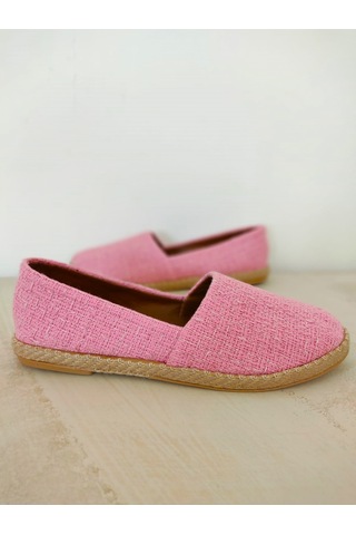 Keten Pembe Hasır Detaylı Kadın Espadril Pembe
