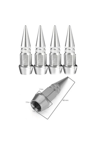 Sivri Sibop Kapağı Silver Metal 4 Lü Set Universal Lastik Sibop Koruyucu Kapak