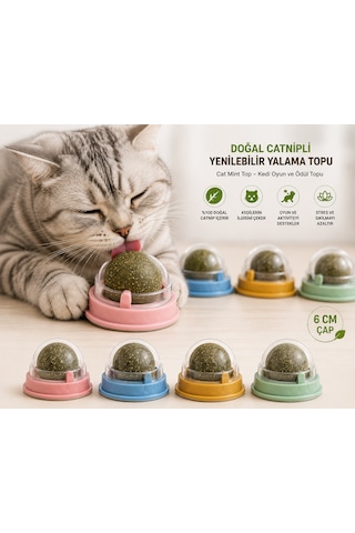 Doğal Catnipli Yenilebilir Kedi Nanesi Yalama Topu - 6 Cm