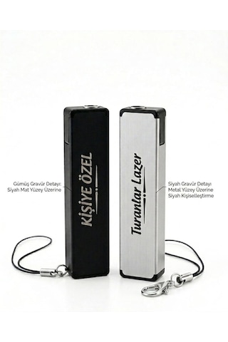 Kişiye Özel İsim Yazılı Manyetolu Jet Metal Çakmak - Metal/siyah Renk Siyah - Metal