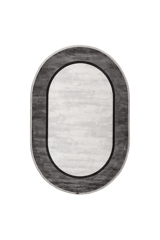 Trend 4101 Gri Oval Akrilik Pamuk Yumuşak Modern Mutfak Yatak Odası Salon Oturma Odası Halısı-1079 Gri - Füme