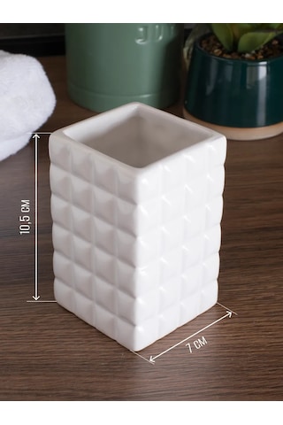 Familitto Banyo İçin Beyaz Seramik Diş Fırçası Kabı 105695585 Beyaz