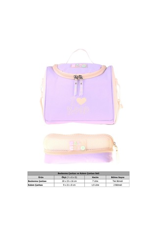 Calacilo K-pop Lilac Kız Çocuk Lila Renk Beslenme Çantası Ve Kalemlik Seti - Setcc-c4105