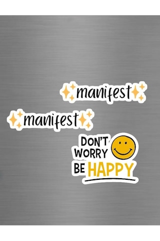 Manifest Don't Worry Be Happy Yazılı Motivasyon Sözlü Süs Buzdolabı Magneti
