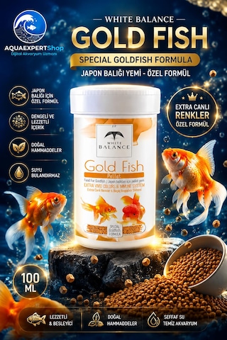 White Balance - Japon Balığı Yemi - Gold Fish Pellets - Özel Formül - Tüm Japon Balığı Türleri İçin Uygundur