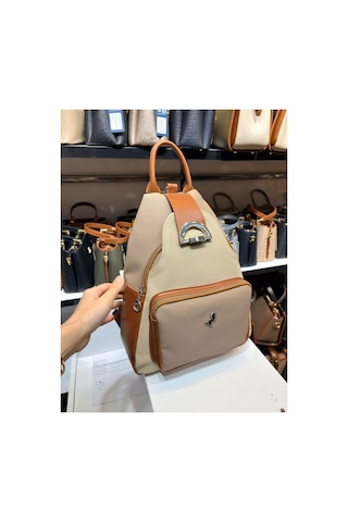 Çanta Trend Miami Polo Clup Kadın Sırt Çantası Vizon Kum
