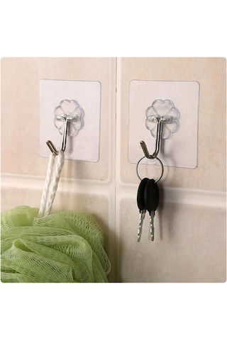 Güçlü Yapışkanlı Banyo Mutfak Eşya Ürün Askılığı 5 Adet-al4266 Şeffaf