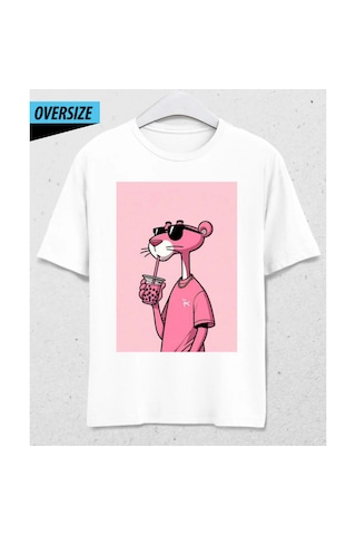 Pink Panther Oversize Tişört Beyaz S Beden Beyaz