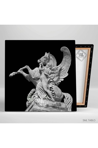 Pegasus Heykel Yunan Mitoloji Kanatlı At Kanvas Tablo 100x100 Cm