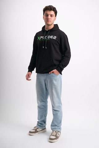 We&me Oversize Geniş Kalıp Baskılı Kapüşonlu Erkek Sweatshirt Yeşil